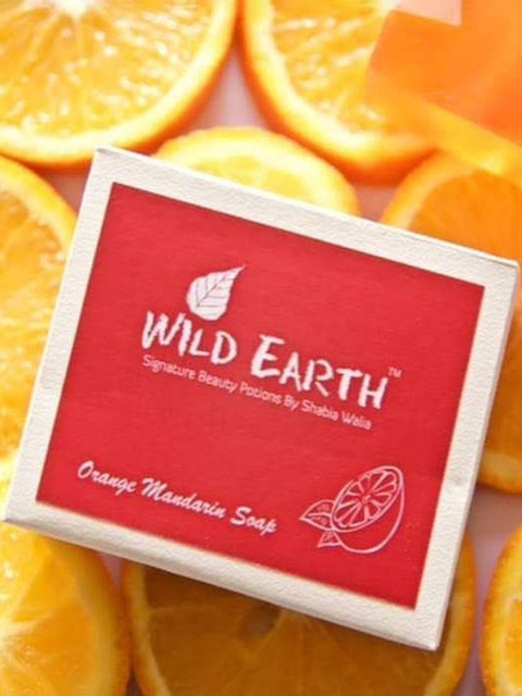 

Wild Earth Set of 4 Exotic Orange Mandarin Soap - 100 g Each, Red