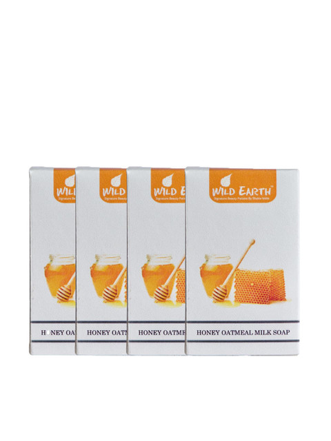 

Wild Earth Set of 4 Honey Oatmeal Milk Soaps - 100g each, White