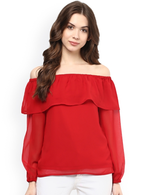 

Harpa Red Layered Bardot Top