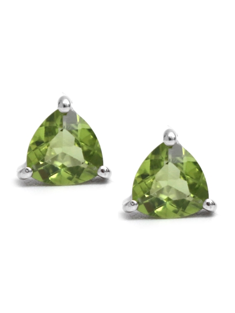 

HIFLYER JEWELS Sterling Silver Green Triangular Studs Earrings