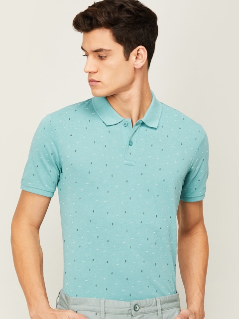 

CODE by Lifestyle Men Blue Printed Polo Collar T-shirt