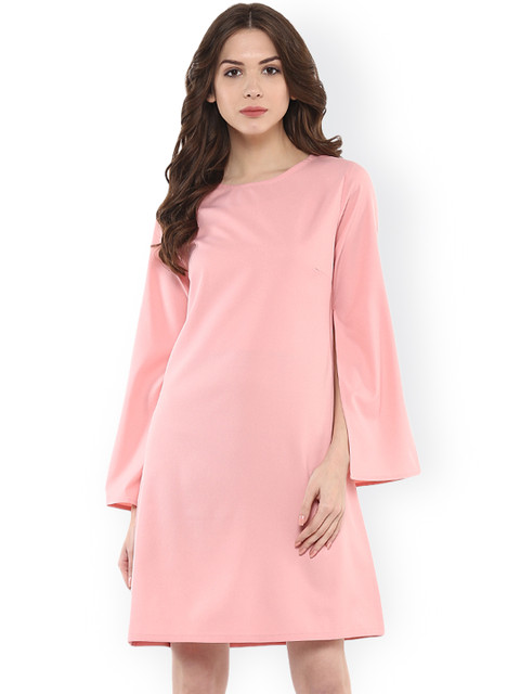

Harpa Women Pink Solid A-Line Dress