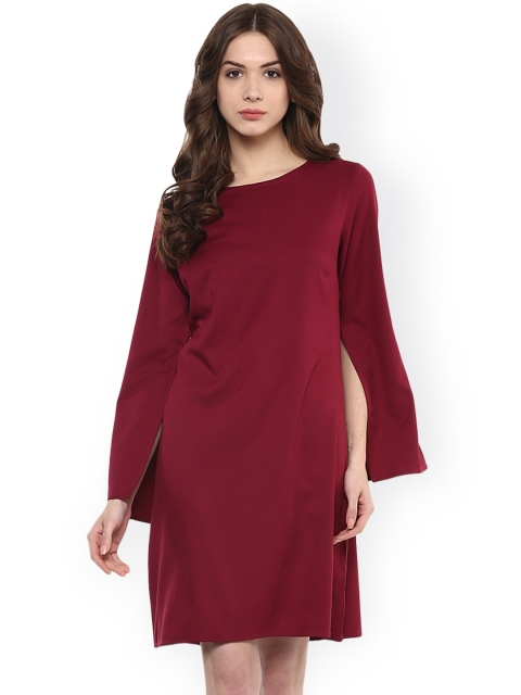 

Harpa Women Burgundy Solid A-Line Dress