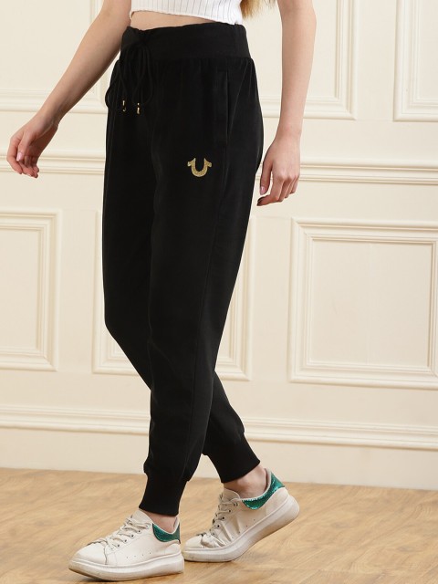 

True Religion Women Black Solid Joggers