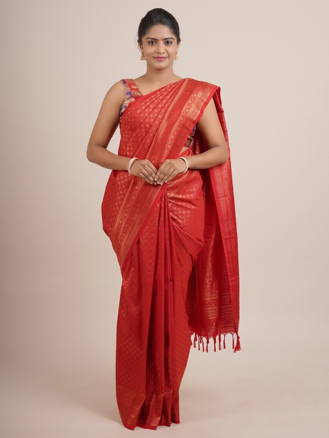 

Pothys Red Woven Design Zari Pure Silk Saree