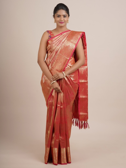 

Pothys Red & Gold-Toned Ethnic Motifs Pure Silk Saree