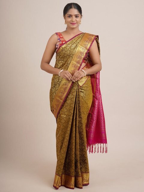 

Pothys Green & Pink Woven Design Zari Pure Silk Saree