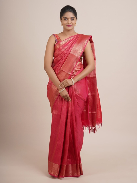 

Pothys Pink & Gold-Toned Ethnic Motifs Zari Pure Silk Saree