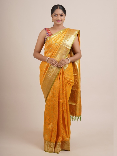 

Pothys Yellow & Green Woven Design Zari Pure Silk Saree