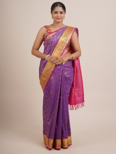 

Pothys Purple & Pink Woven Design Zari Pure Silk Saree