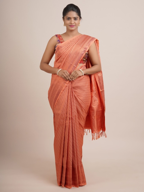 

Pothys Peach-Coloured Woven Design Zari Pure Silk Saree