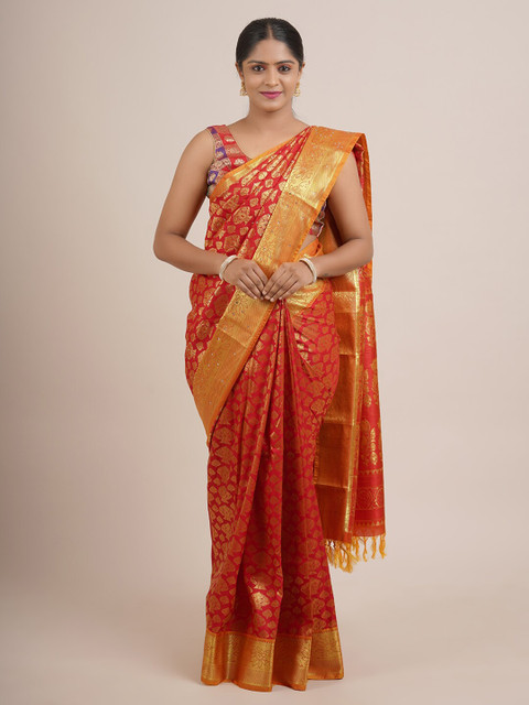 

Pothys Red & Orange Woven Design Zari Pure Silk Saree