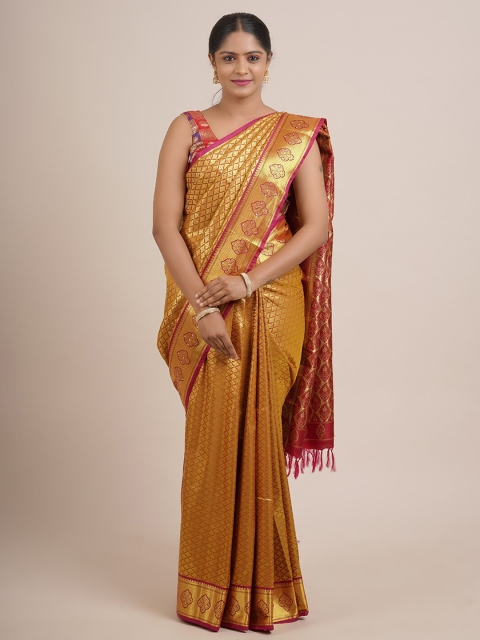 

Pothys Gold-Toned & Red Ethnic Motifs Zari Pure Silk Saree