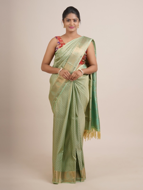 

Pothys Green & Copper-Toned Ethnic Motifs Pure Silk Saree