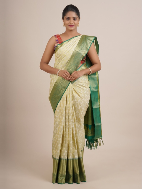 

Pothys Cream-Coloured & Golden Ethnic Motifs Pure Silk Saree