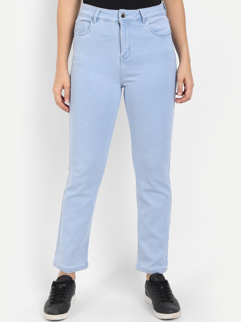 

BROADSTAR Women Blue Comfort Straight Fit High-Rise Cropped Cotton Stretchable Jeans