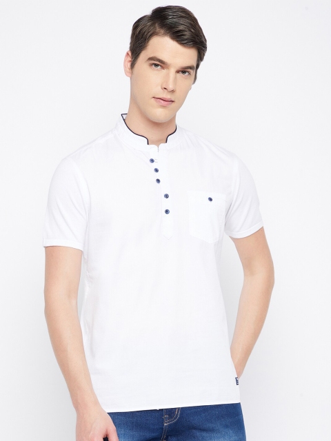 

Octave Men White Mandarin Collar Cotton Regular-fit T-shirt