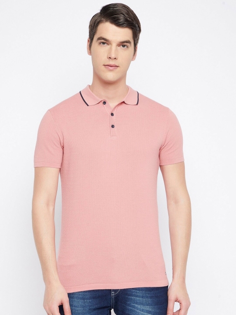

Octave Men Peach-Coloured Polo Collar Cotton T-shirt