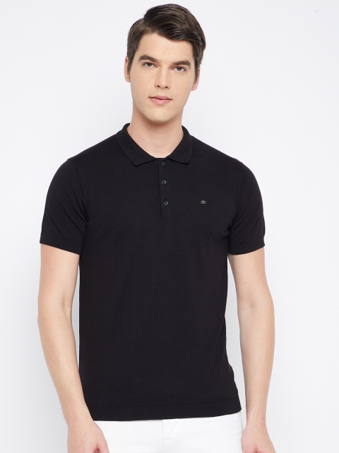 

Octave Men Black Polo Collar T-shirt