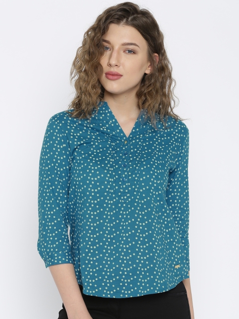 

Park Avenue Blue Printed Shirt Style Top