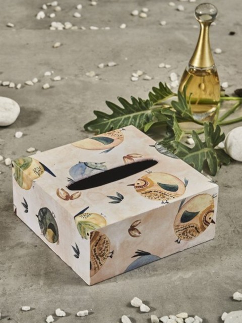

A Tiny Mistake Rose Bird Printed Wooden Tissue Box