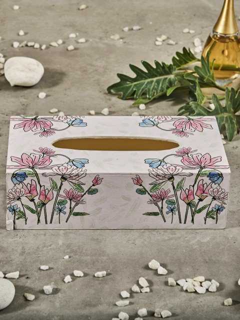 

A Tiny Mistake Grey Melange Floral Printed Wooden Tissue Box