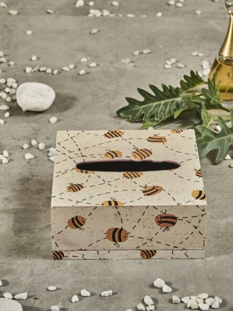 

A Tiny Mistake Beige & Black Printed BUZBEE Wood Tissue Box
