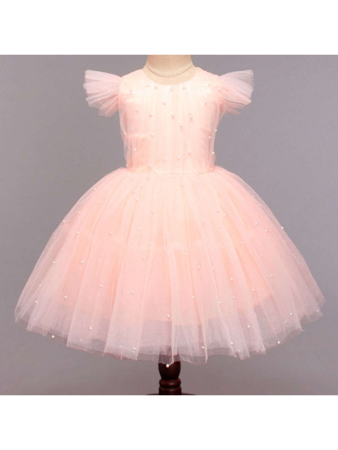 

The Magic Wand Girls Peach-Coloured Embellished Dress
