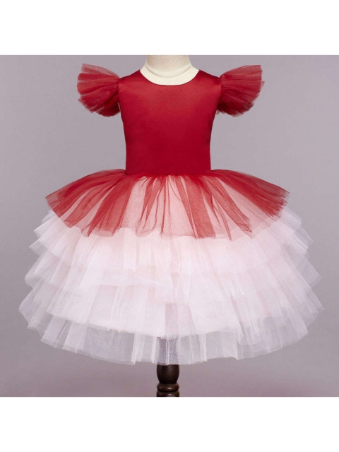

The Magic Wand Maroon Colourblocked Dress
