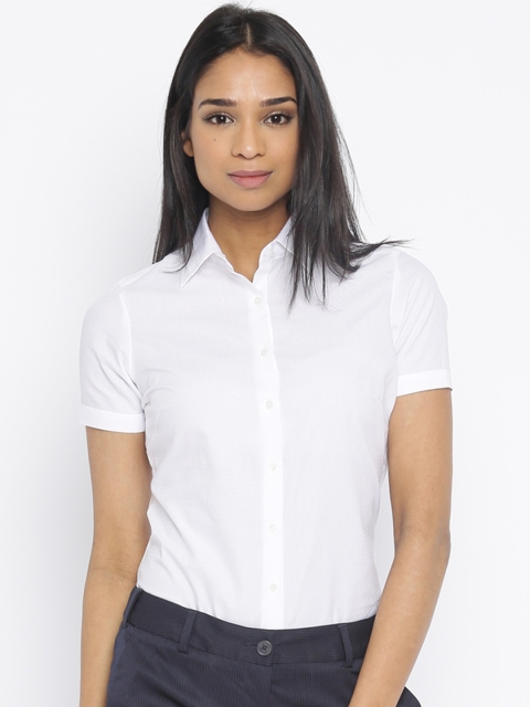 

Park Avenue White Self-Design Formal Shirt