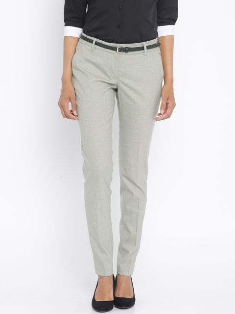 

Park Avenue Women Grey Solid Tapered Fit Formal Trousers