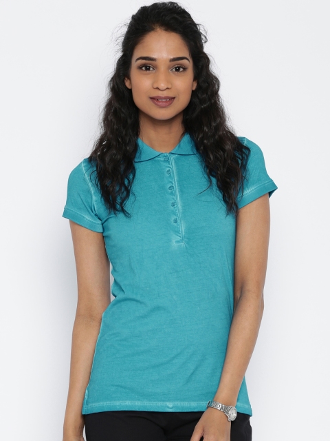 

Park Avenue Women Blue Solid Polo T-shirt