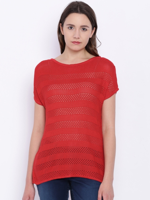 

Park Avenue Women Red Self-Design Top