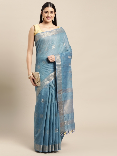 

Pothys Blue Woven Design Pure Linen Saree