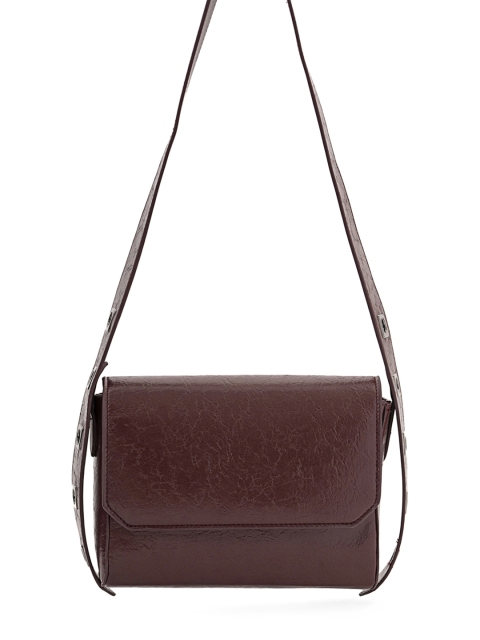 

MIRAGGIO Maroon PU Structured Sling Bag with Fringed