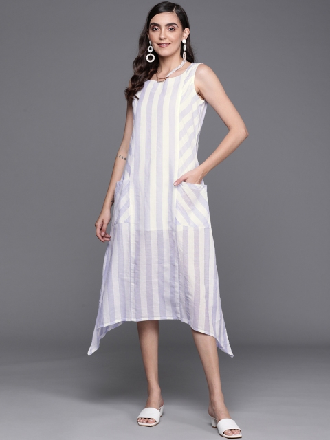 

PINKSKY Blue & White Striped A-Line Dress