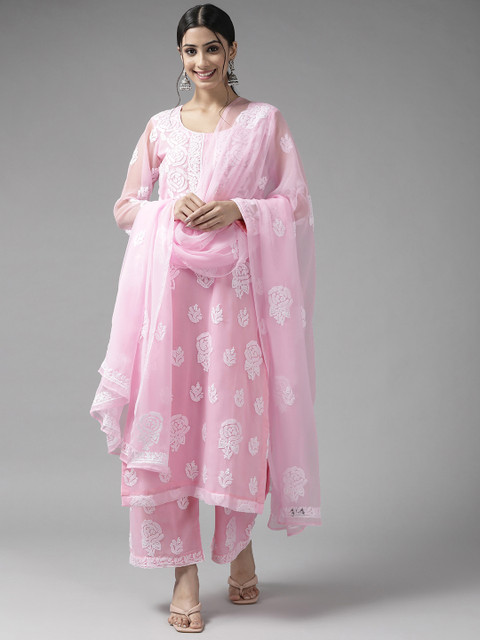 

ADA Pink & White Embroidered Unstitched Dress Material