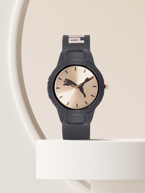 

Puma Women Gold-Toned Printed Dial & Black Straps Reset V2 Analogue Watch P1059