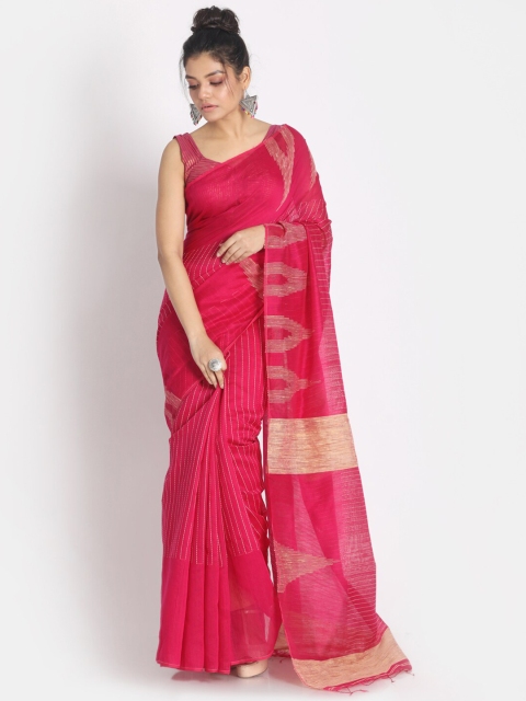 

Aryavart Magenta & Beige Woven Design Pure Cotton Saree