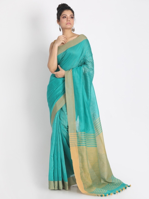 

Aryavart Turquoise Blue Woven Design Pure Cotton Saree