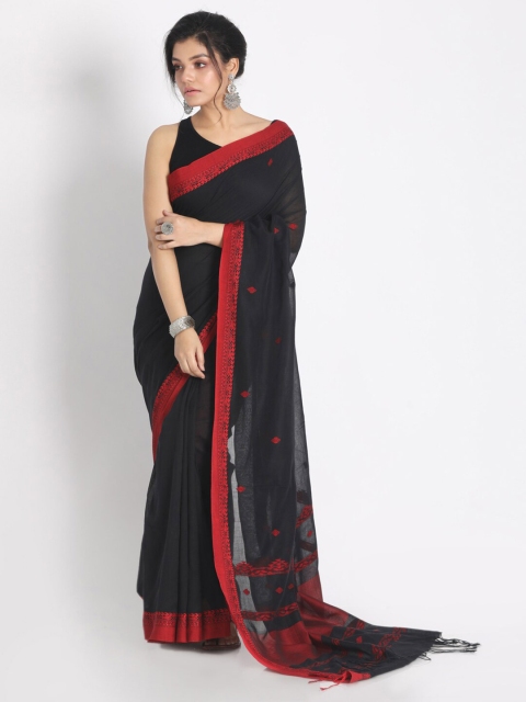 

Aryavart Black & Maroon Woven Design Pure Cotton Saree