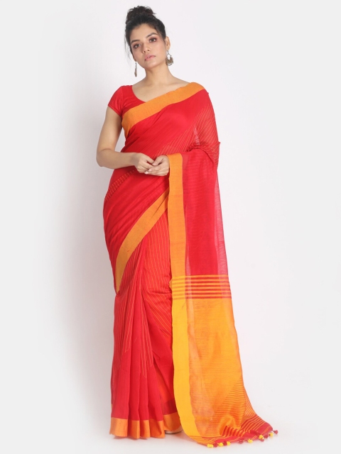 

Aryavart Red & Yellow Striped Pure Cotton Saree