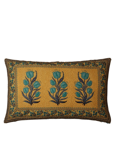 

Ritu Kumar Mustard Yellow Jal Mahal Motif Print Pillow Cover With Filler