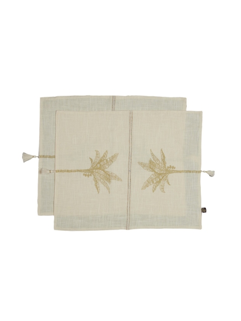 

Ritu Kumar Set of 2 Off White & Yellow Printed Cotton Table Placemats