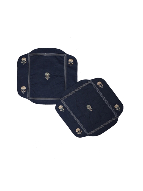 

Ritu Kumar Set Of 2 Blue Solid Denim Jalmahal Placemats
