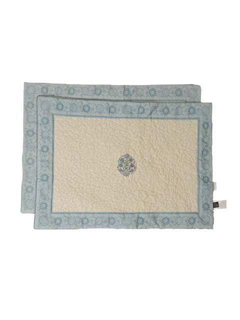 

Ritu Kumar Set Of 2 Turquoise Blue Printed Table Placemats
