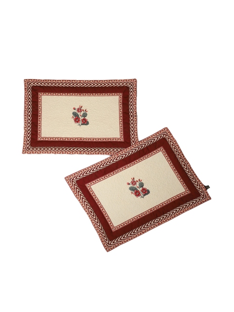 

Ritu Kumar Set Of 2 Off White Printed Table Placemats