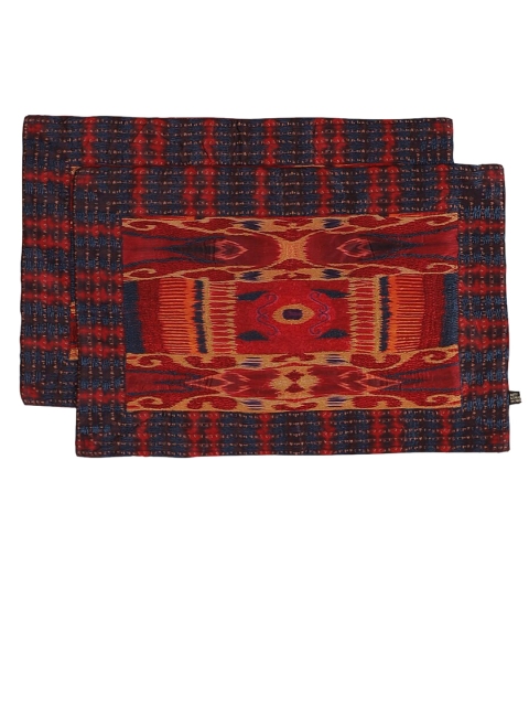 

Ritu Kumar Set Of 2 Red Printed Silk Table Placemats