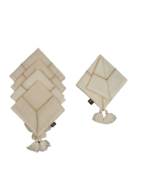 

Ritu Kumar Set Of 4 Off White Solid Table Napkins