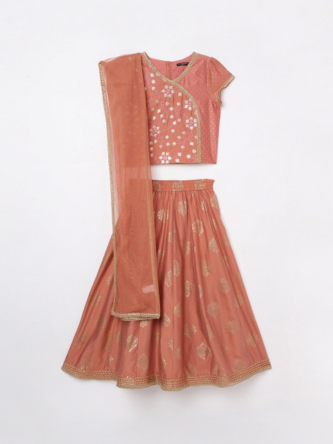 

Melange by Lifestyle Girls Pink Printed Ready to Wear Lehenga & Blouse With Dupatta